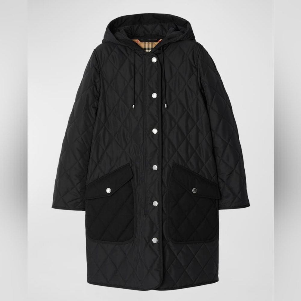 Burberry Quilted Top Coat with Hood Size XS